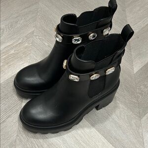 Elegant Black Ankle Boots with Gem Accents